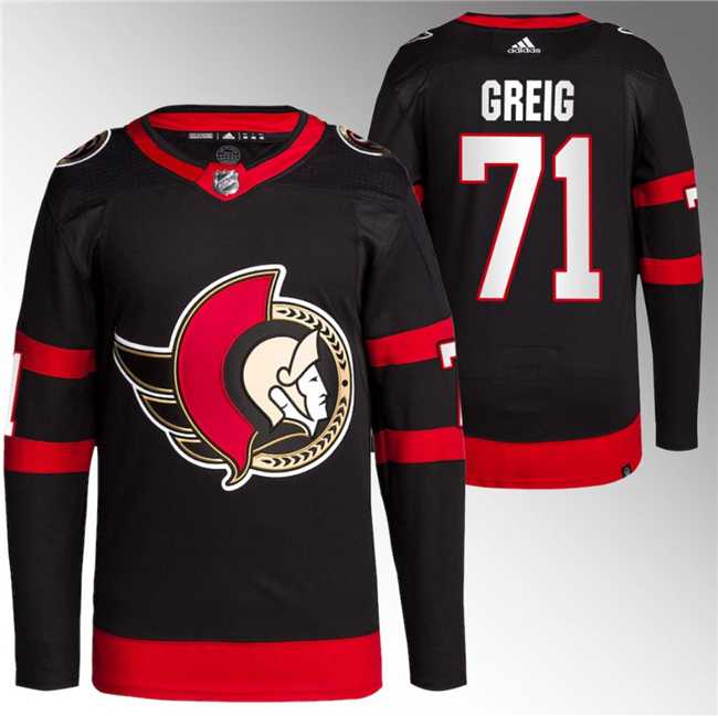 Mens Ottawa Senators #71 Ridly Greig Black Premier Breakaway Stitched Jersey->ottawa senators->NHL Jersey